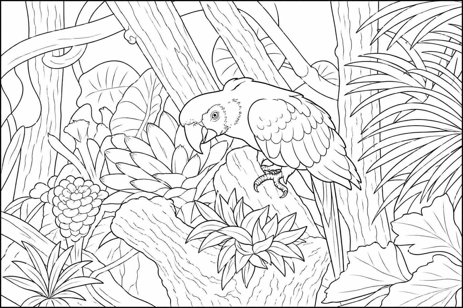 Macaw coloring page preview