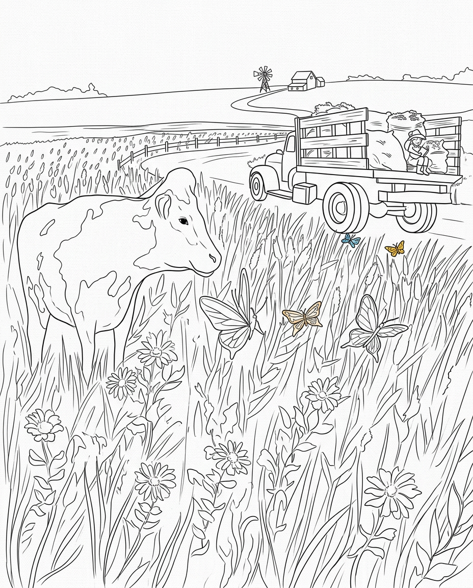 Blue Grass Farm coloring page preview